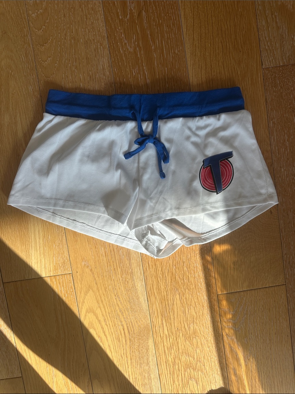 Space Jam - White & Blue Athletic Shorts with Drawstring